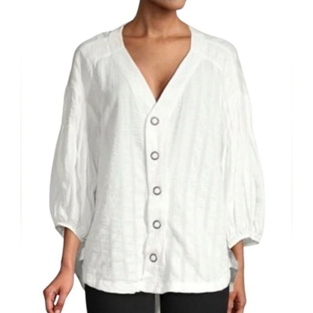 FREE PEOPLE We The Free Sunshine Gauze Top in White Cotton, Sz XS